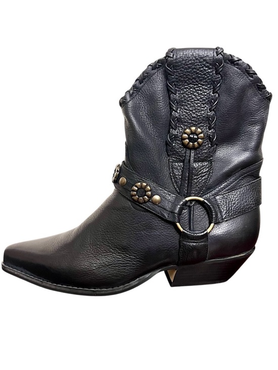 Vintage Shoes - Vintage Nine West country western boots with harness black leather block heel 6